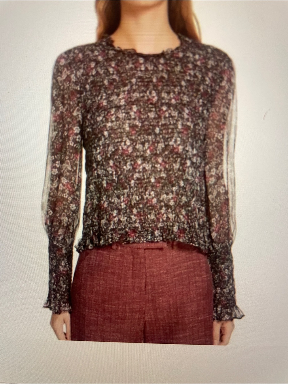 Veronica Beard kali floral smocked top sz 6